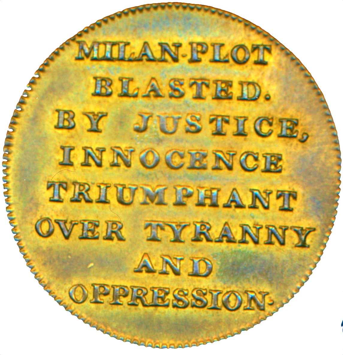 1820 Queen Caroline Acknowledged 25mm brass medal BHM 1039 EF