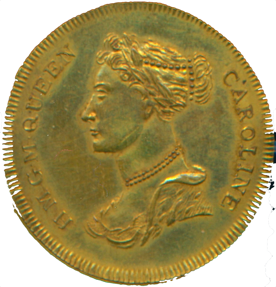 1820 The trial of Queen Caroline 25mm brass medal Very rare BHM 1029 EF