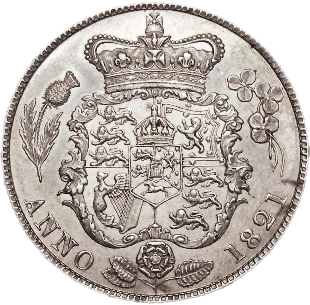 1821 Halfcrown Laureate bust Heavier garnishing S3807 ESC 2362 AUNC