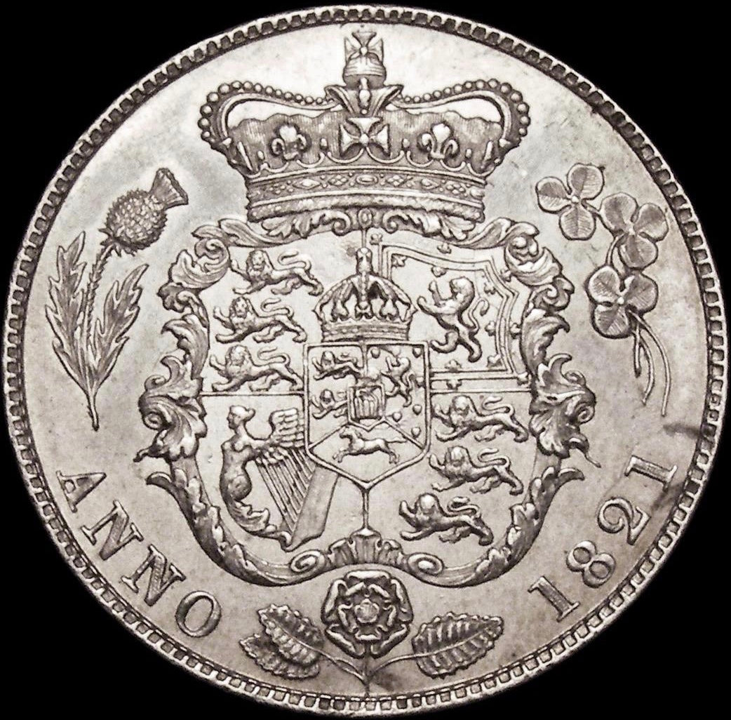 1821 Halfcrown Laureate bust Heavier garnishing S3807 ESC 2362 AUNC