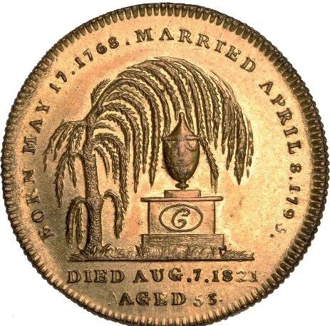 1821 Death of Queen Caroline 25mm brass medal BHM 1154 EF