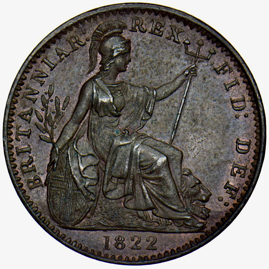 1822 Farthing S3822 BMC 1411 Obverse 2 AUNC