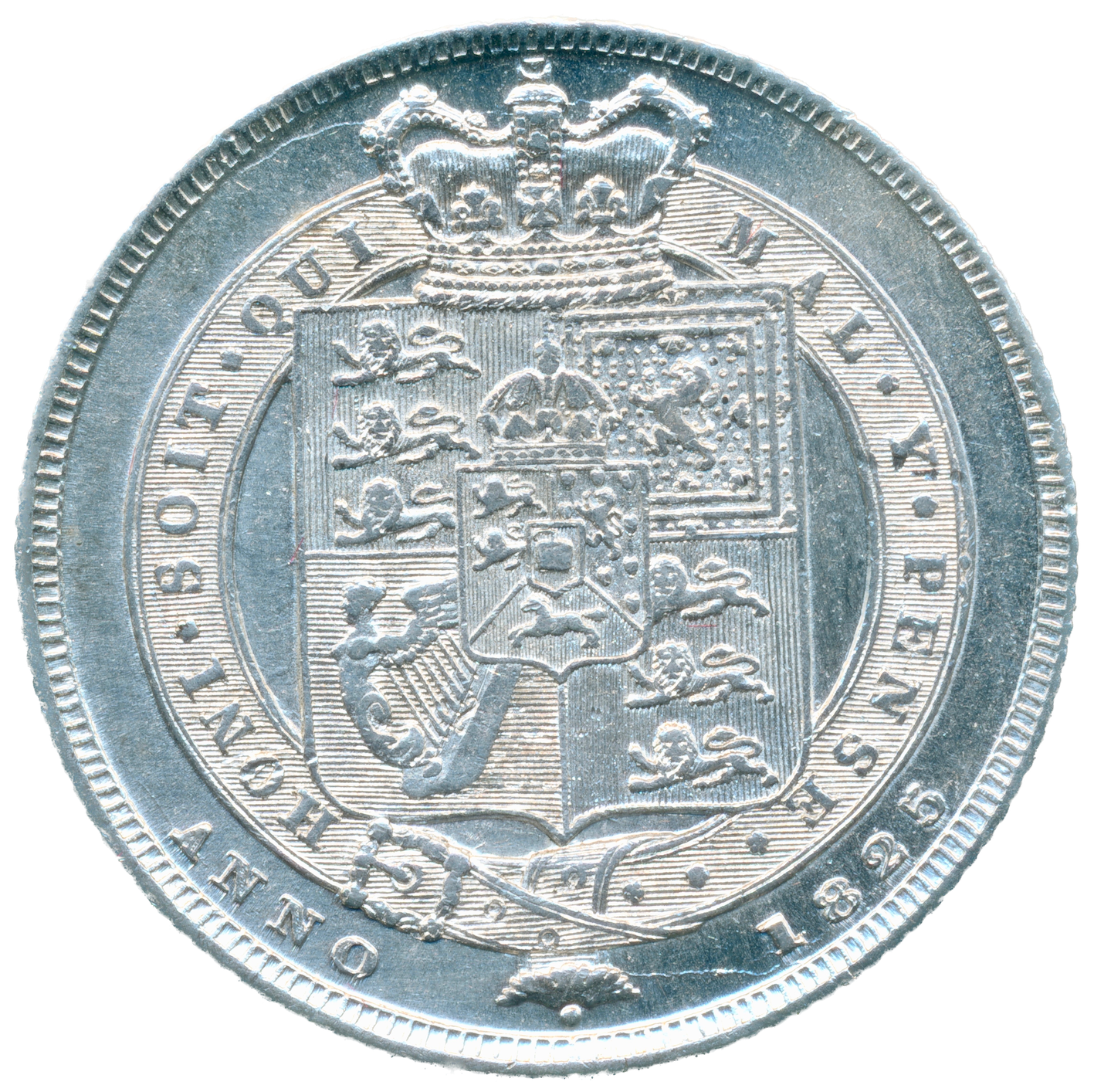1825 Shilling Laureate head S3811 ESC 2402 GEF