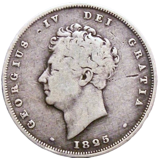 1825 Shilling Bare head Roman I in date S3812 ESC 2406 Excessively rare (R5) VG