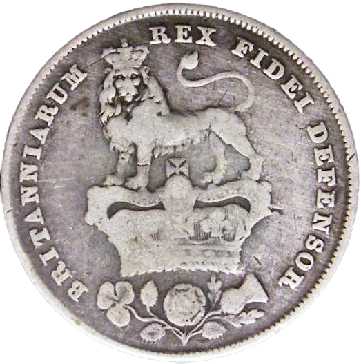 1825 Shilling Bare head Roman I in date S3812 ESC 2406 Excessively rare (R5) VG
