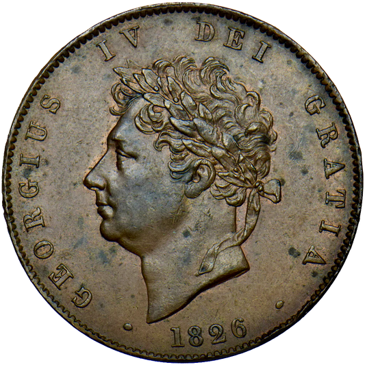 1826 Halfpenny S3824 BMC 1433 Two raised lines UNC