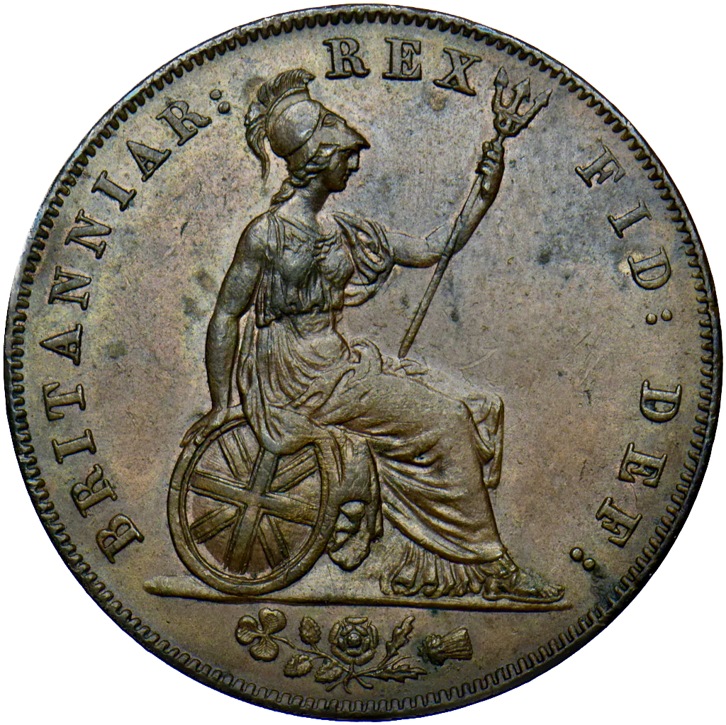 1826 Halfpenny S3824 BMC 1433 Two raised lines UNC