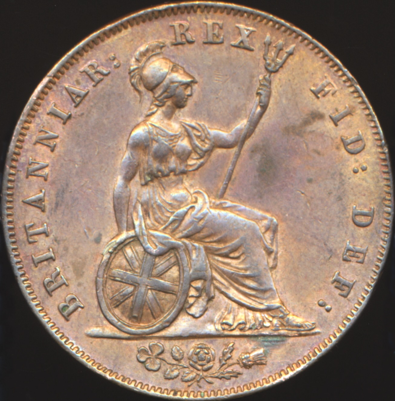 1827 Halfpenny S3824 BMC 1438 EF