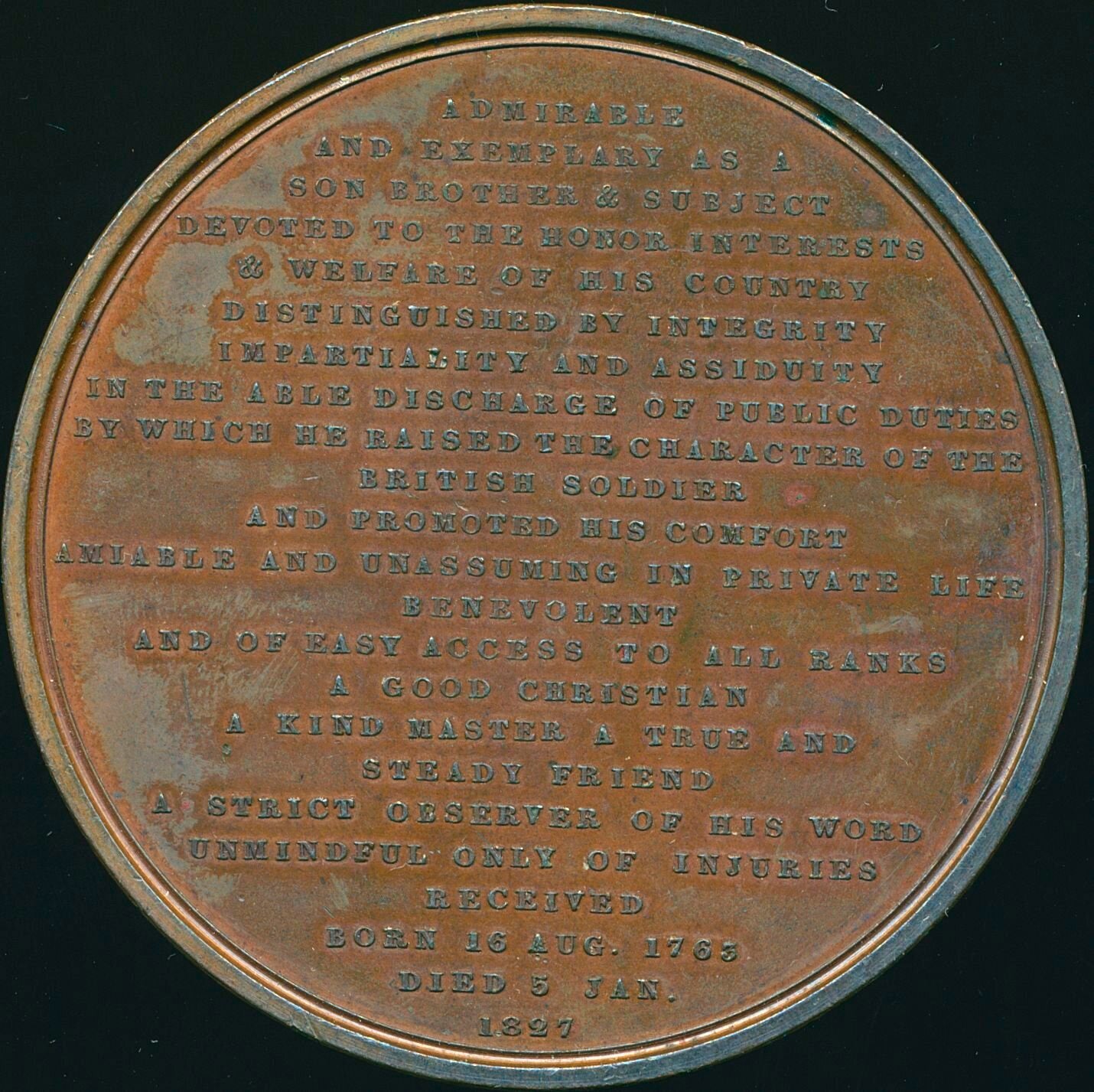 1827 Death of Duke of York 60mm copper medal NY B Pistrucci BHM 1283 E1189