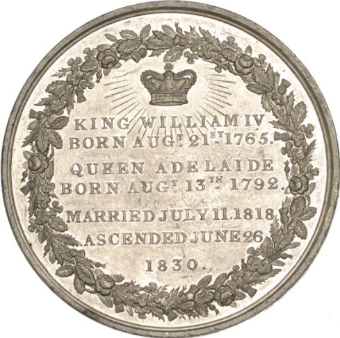 1831 Coronation 55mm white metal medal by TW Ingram BHM 1484