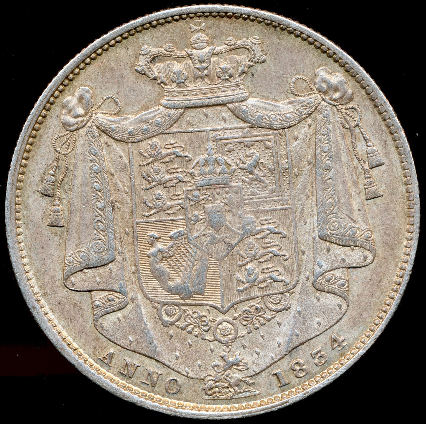 1834 Halfcrown WW in script S3834 ESC 2478 AUNC