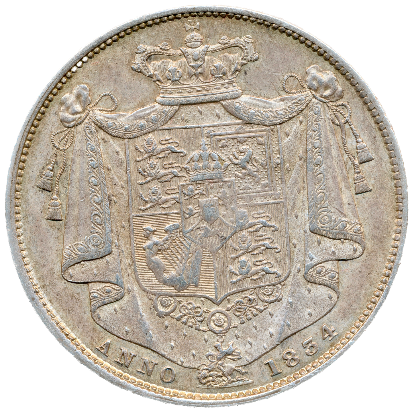 1834 Halfcrown WW in script S3834 ESC 2478 AUNC