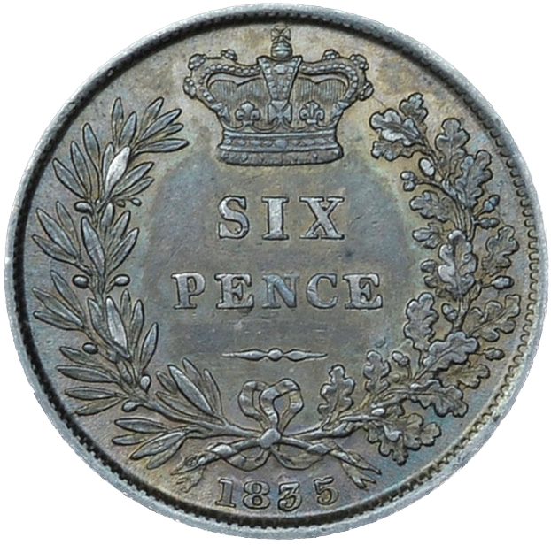 1835 Sixpence S3836 ESC 2508 Scarce GEF