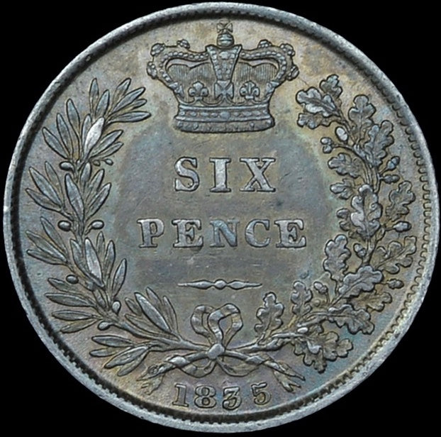 1835 Sixpence S3836 ESC 2508 Scarce GEF