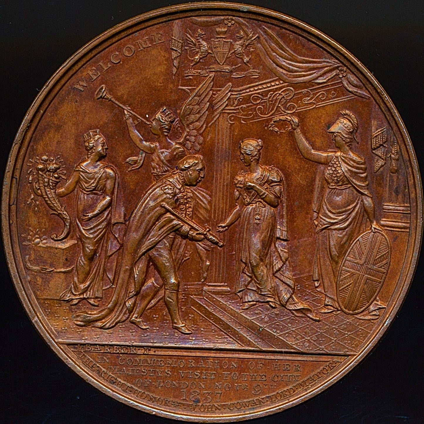 1837 Royal Visit to City of London 61mm bronze medal E1303 BHM 1772