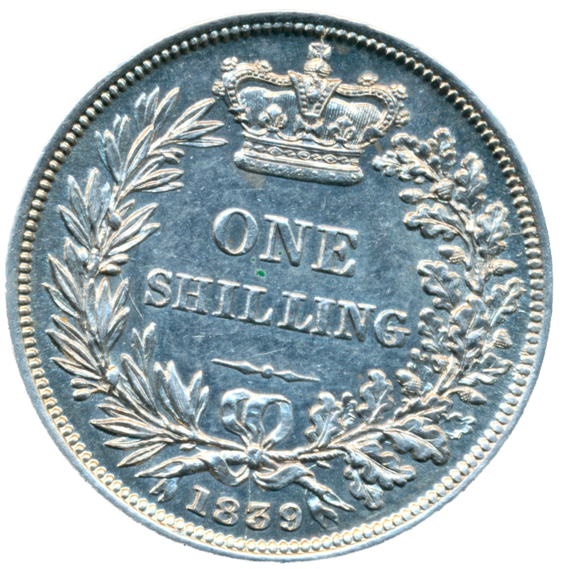 1839 Shilling First young head WW S3902 ESC 2975 Rare AUNC