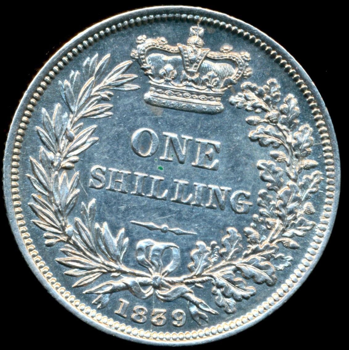 1839 Shilling First young head WW S3902 ESC 2975 Rare AUNC