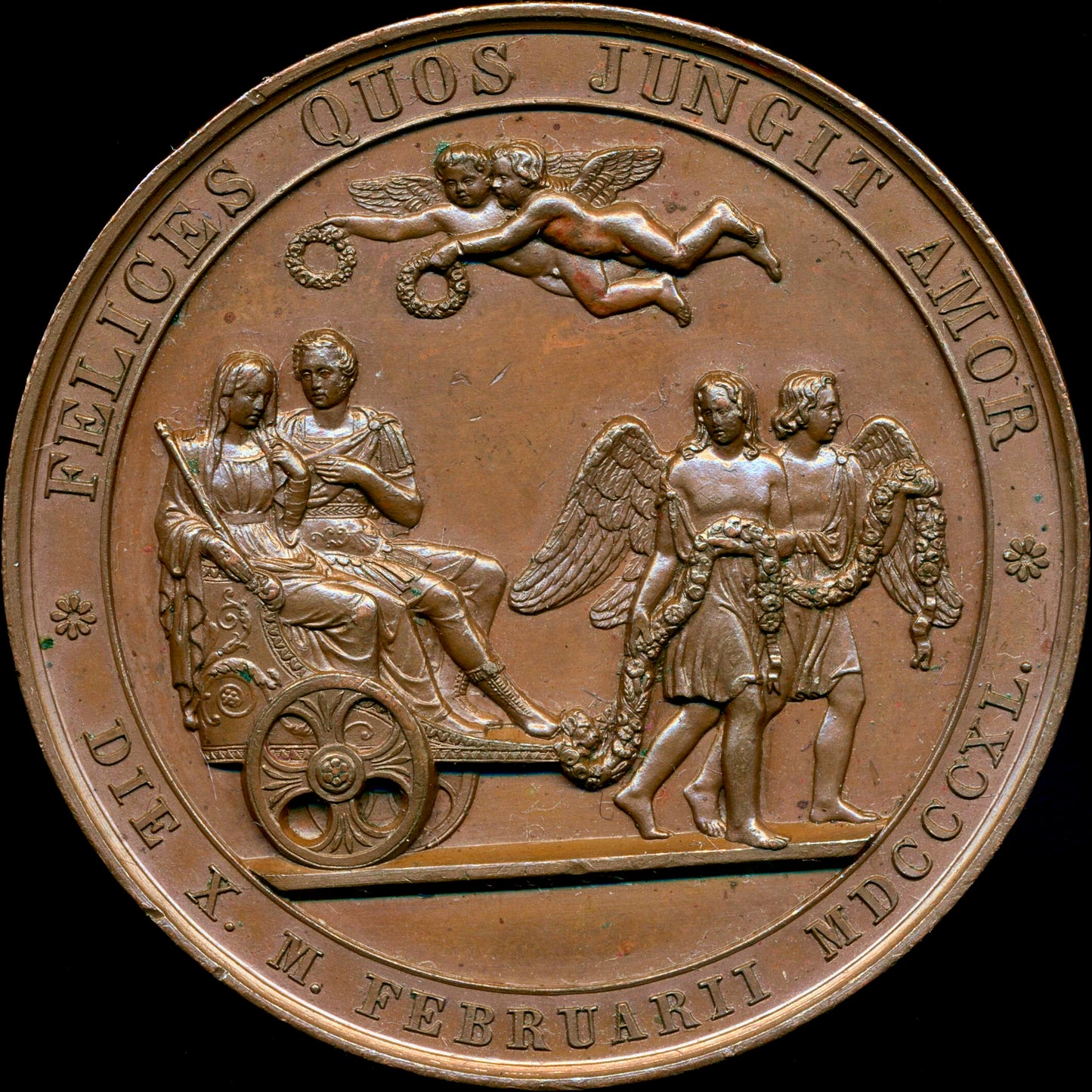 1840 Wedding of Victoria to Prince Albert 45mm bronze medal by Helfricht E1338 EF