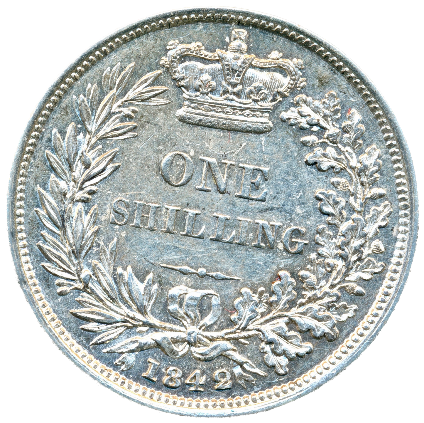 1842 Shilling Second young head S3904 ESC 2987 Scarce AUNC