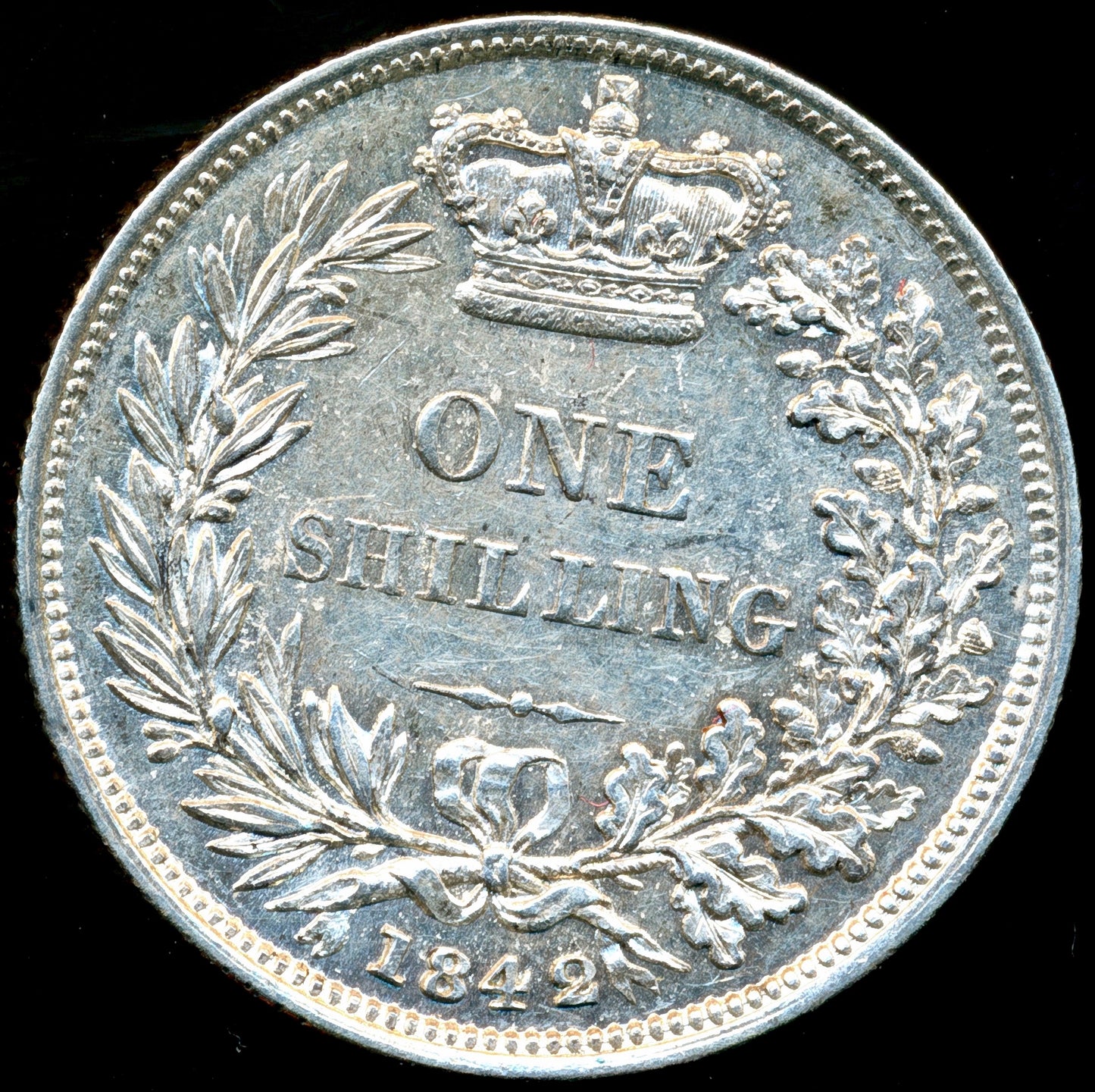 1842 Shilling Second young head S3904 ESC 2987 Scarce AUNC
