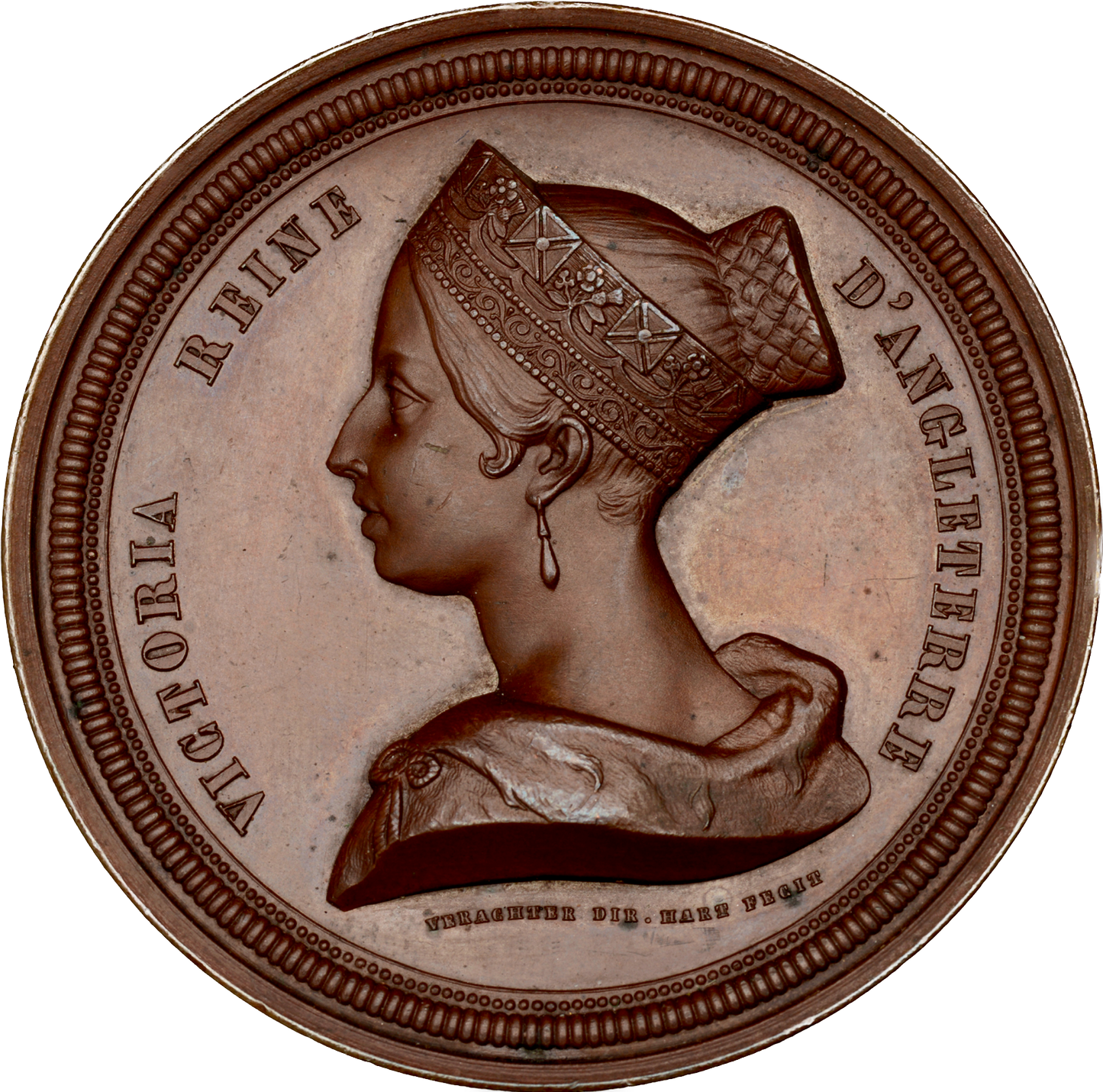 1843 Queen Victoria visit to Ghent 54mm bronze medal Very rare