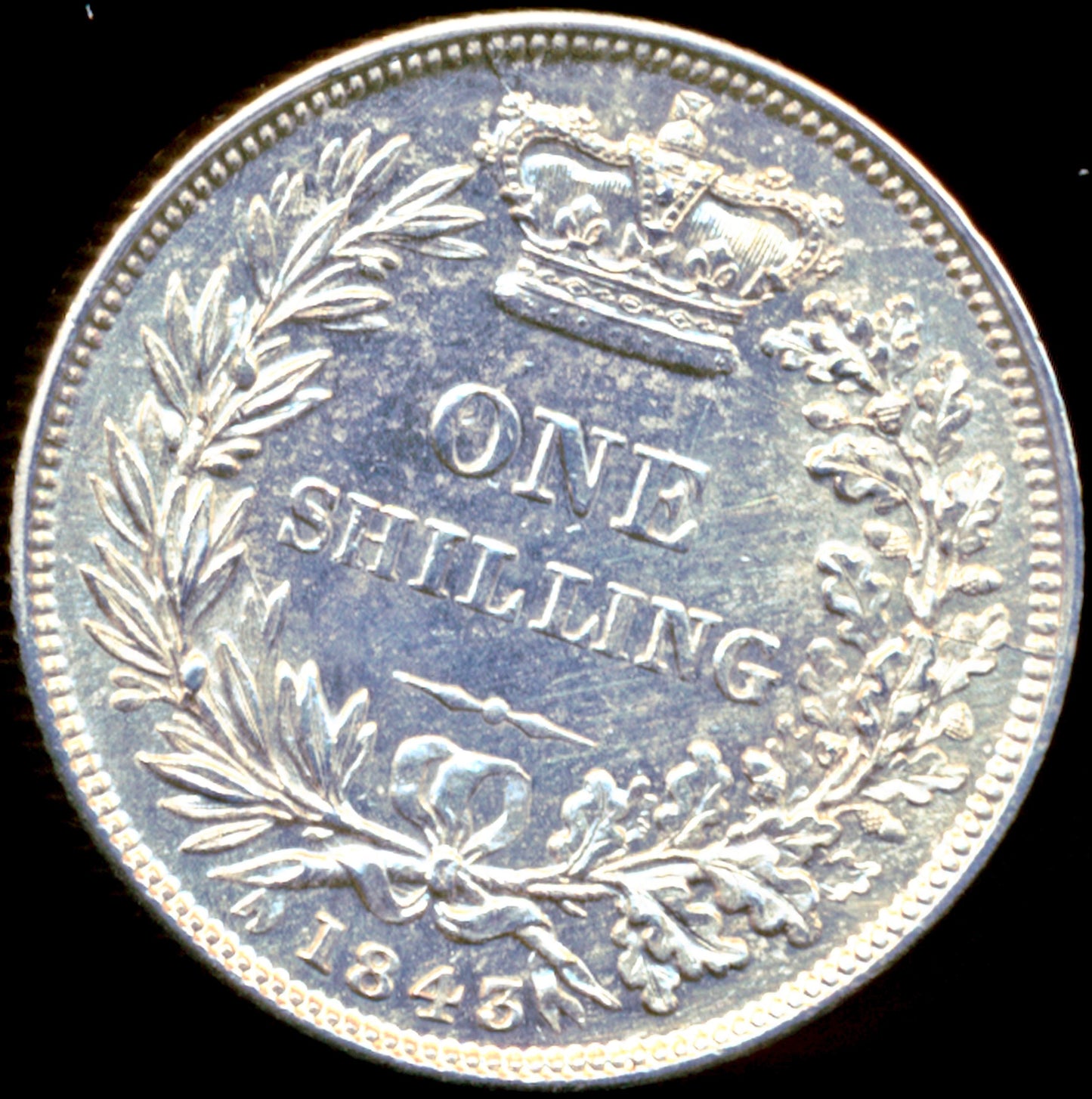 1843 Shilling Second young head S3904 ESC 2989 Rare AUNC