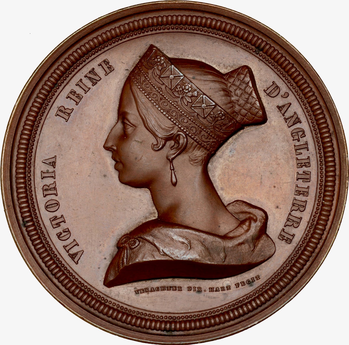 1843 Queen Victoria visit to Ghent 54mm bronze medal Very rare