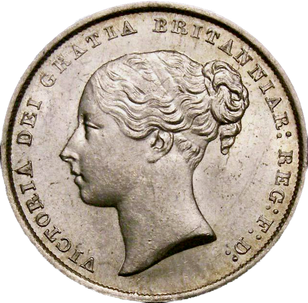 1844 Shilling Second young head S3904 ESC 2990 Scarce UNC LCGS 80