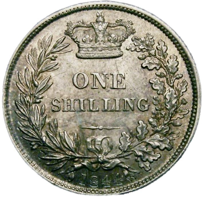 1844 Shilling Second young head S3904 ESC 2990 Scarce UNC LCGS 80