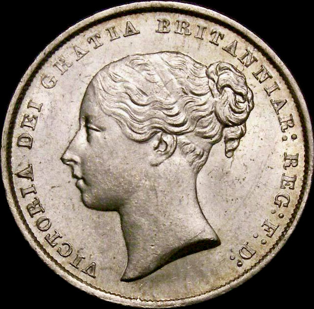 1844 Shilling Second young head S3904 ESC 2990 Scarce UNC LCGS 80