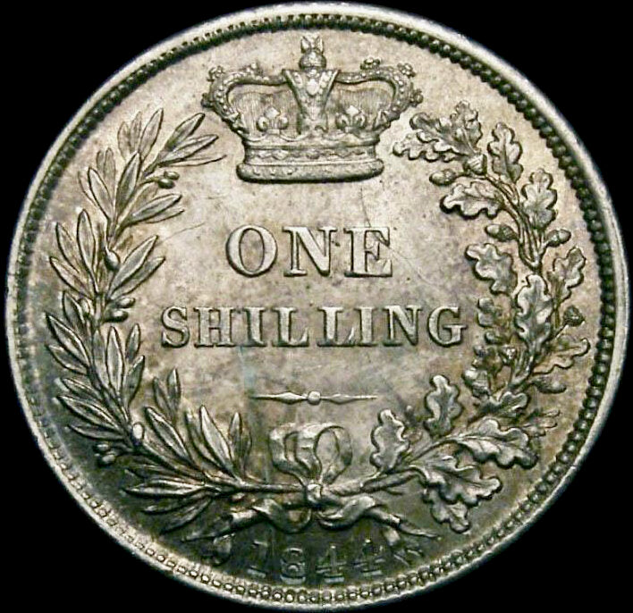1844 Shilling Second young head S3904 ESC 2990 Scarce UNC LCGS 80