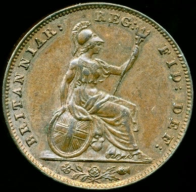 1845 Farthing S3950 BMC Large date not classified EF