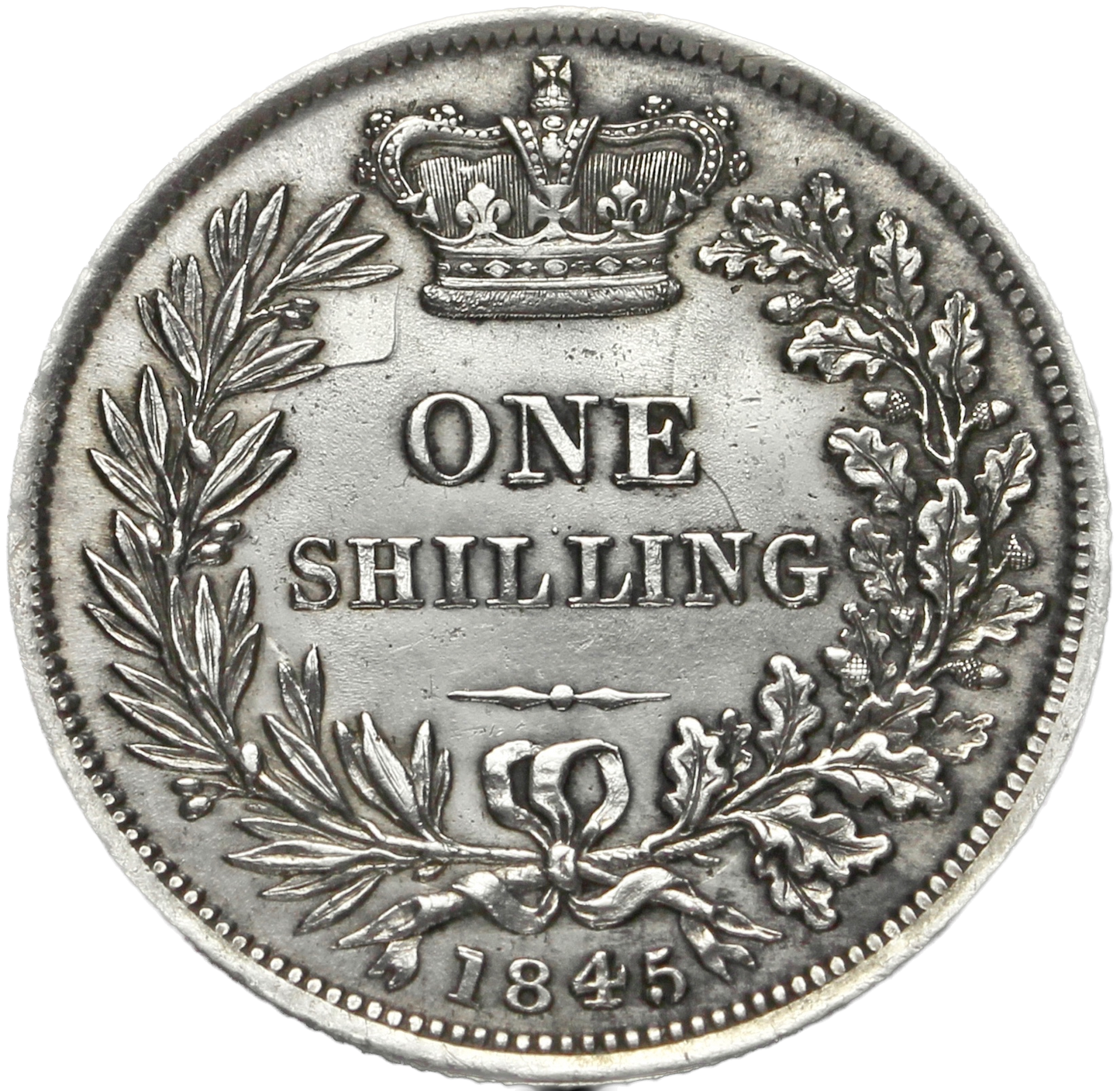 1845 Shilling Second young head S3904 ESC 2991 Rare AUNC