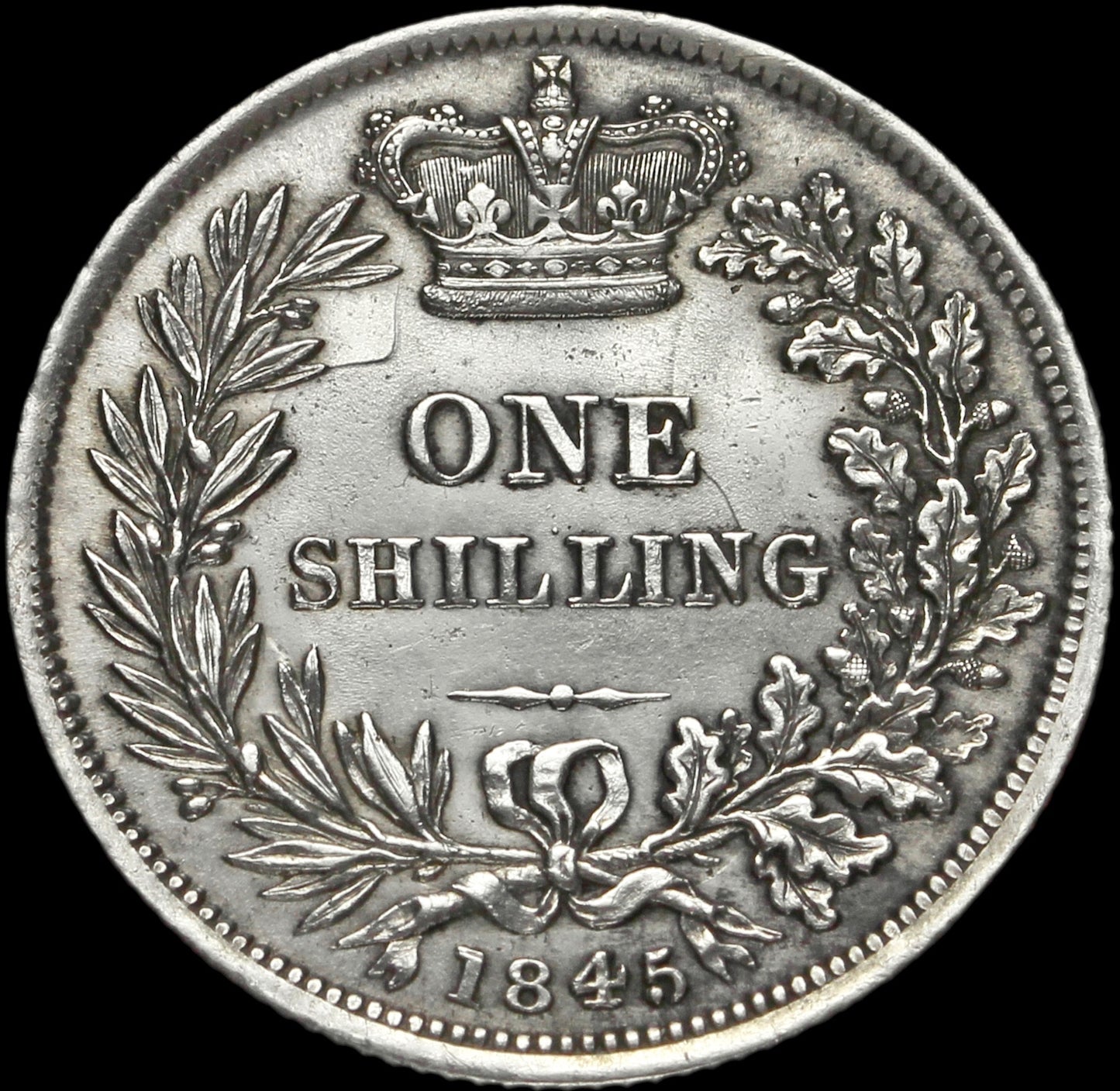 1845 Shilling Second young head S3904 ESC 2991 Rare AUNC