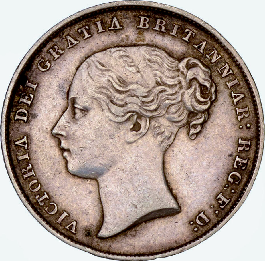 1846 Shilling 8 over 9 Second young head S3904 ESC 2992 Scarce NEF