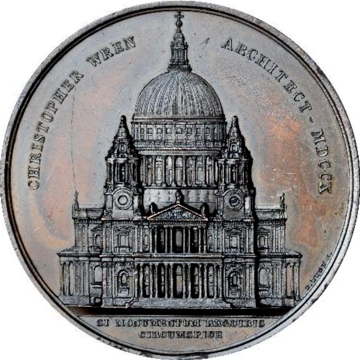 1846 Sir Christopher Wren Art Union of London 58mm copper medal BHM 2232 E1411