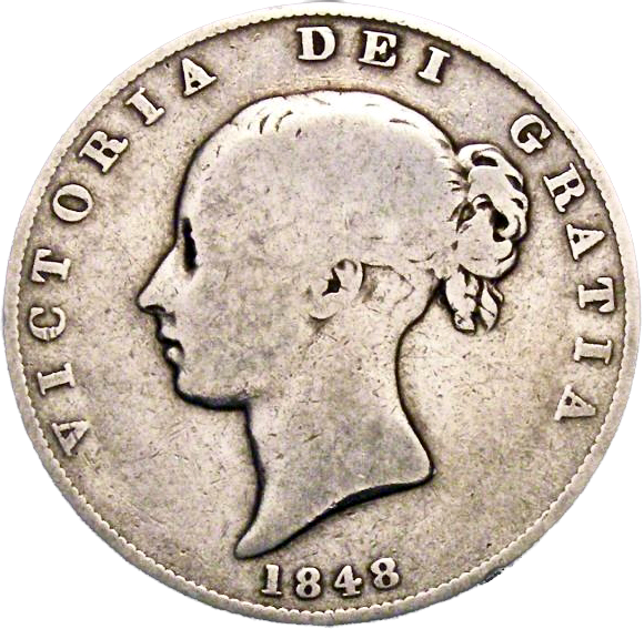 1848 Halfcrown Unaltered date S3888 ESC 2726 Extremely rare (R3) VG