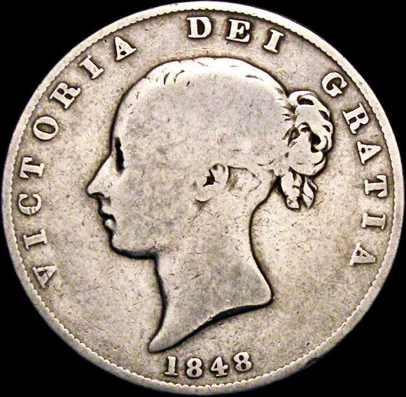 1848 Halfcrown Unaltered date S3888 ESC 2726 Extremely rare (R3) VG
