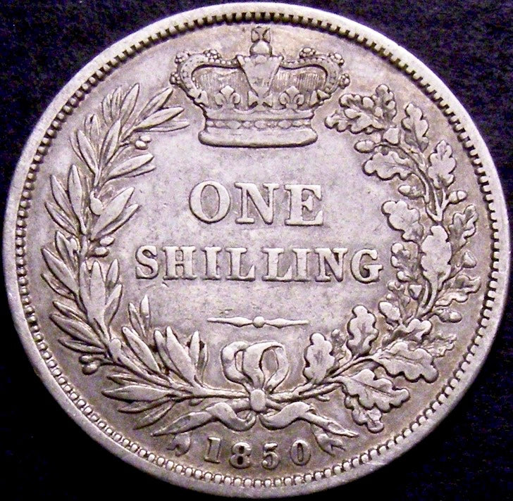 1850 Shilling Second young head S3904 ESC 2996 Extremely rare (R3) F/GF