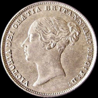 1850 5 over 3 Sixpence First young head S3908 ESC 3186 Very rare (R2) AUNC CGS AU 75