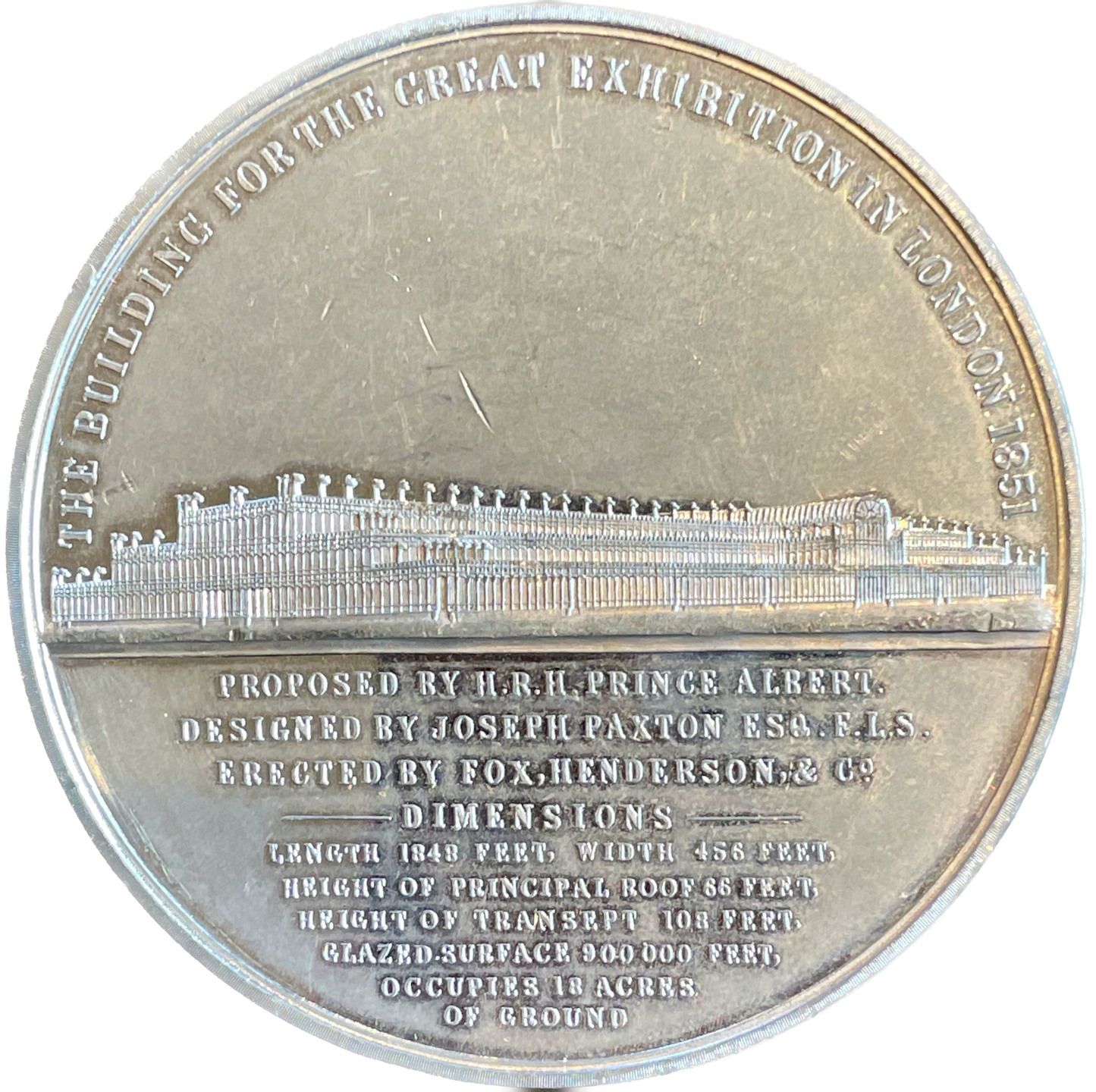 1851 Great Exhibition 74mm white metal medal by T Ottley Very Rare RR BHM 2446 E1461 AUNC