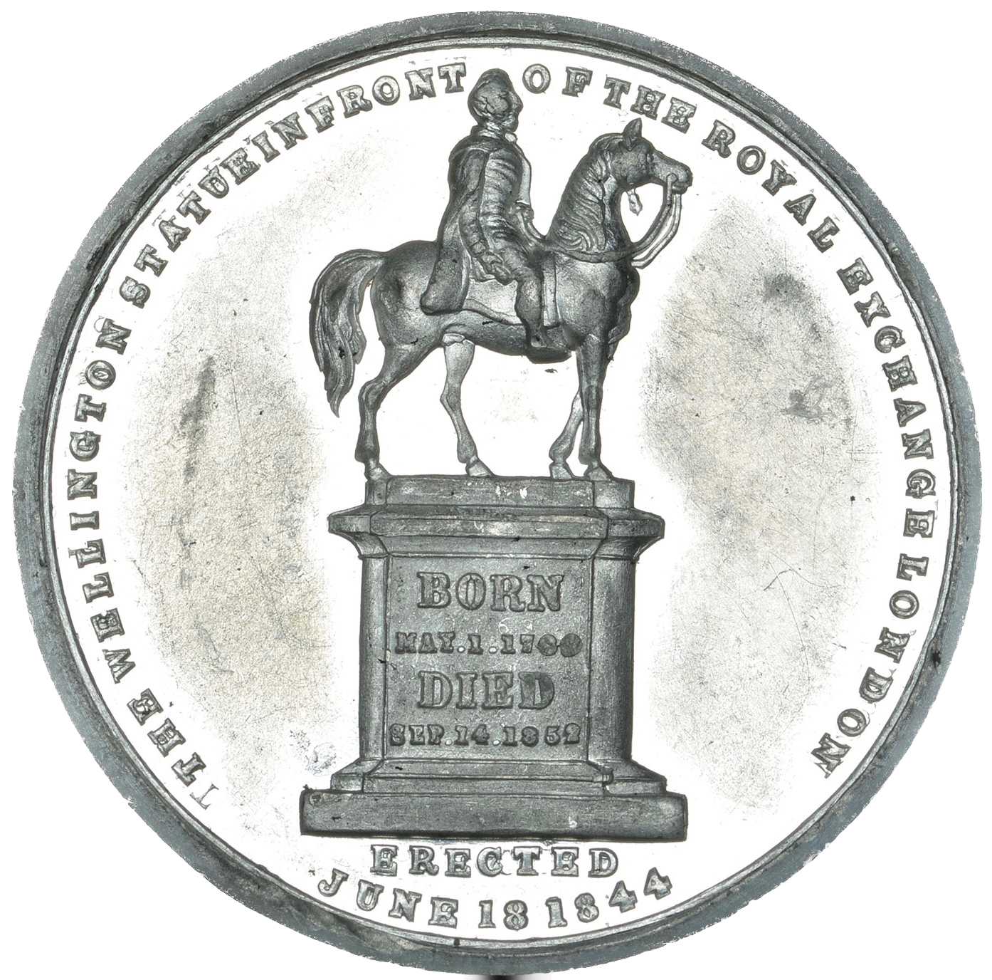 1852 Death of Wellington 41mm white metal medal Very Rare BHM 2493 NEF