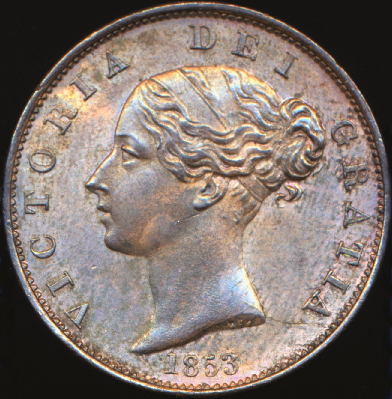 1853 Halfpenny S3949 BMC 1539 AUNC