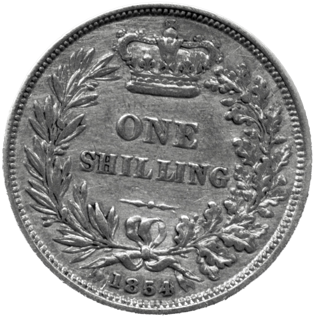 1854/4 Shilling Second young head S3904 ESC 3005 Excessively rare (R4) GF/AVF