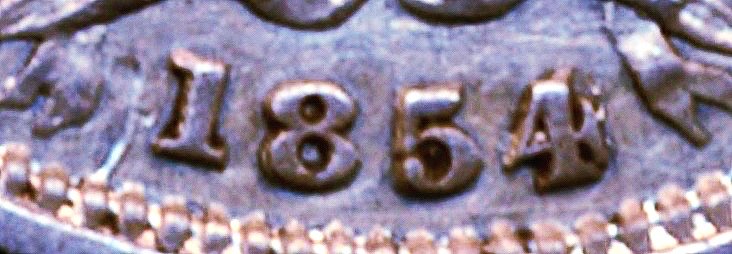 1854/4 Shilling Second young head S3904 ESC 3005 Excessively rare (R4) GF/AVF