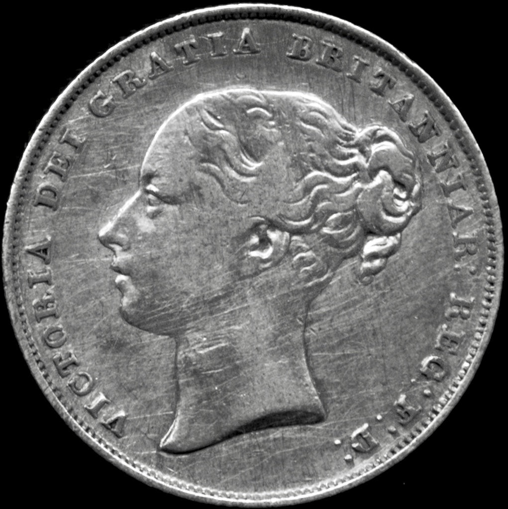 1854/4 Shilling Second young head S3904 ESC 3005 Excessively rare (R4) GF/AVF