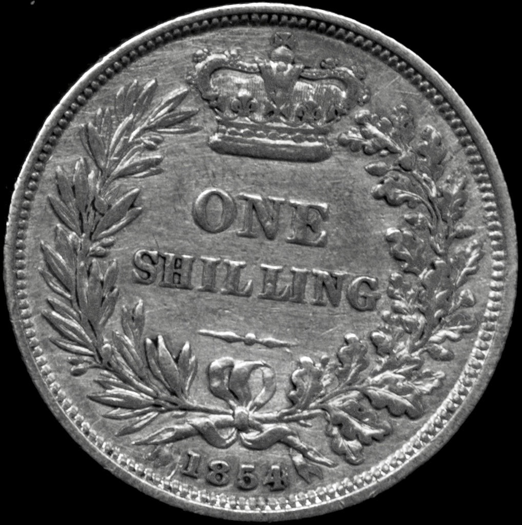 1854/4 Shilling Second young head S3904 ESC 3005 Excessively rare (R4) GF/AVF