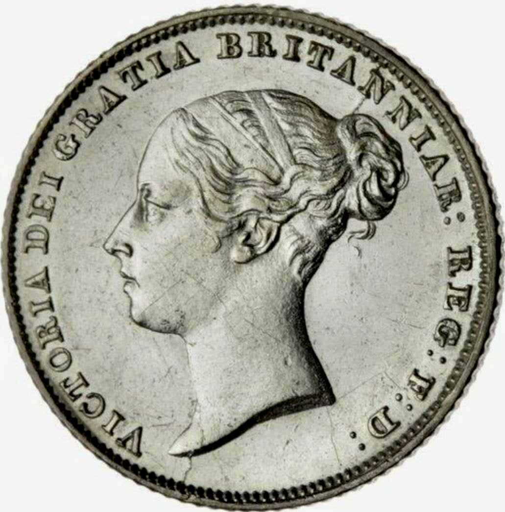 1857 Sixpence First young head S3908 ESC 3199 Rare AUNC