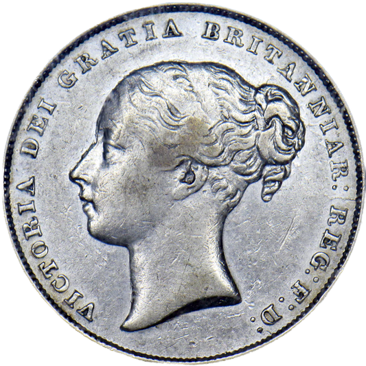 1858/6 Shilling Second young head S3904 ESC 3012 Rare (R?) CGS25