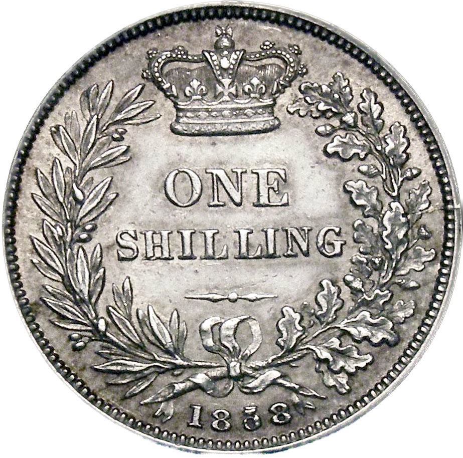 1858/9 Shilling Second young head S3904 ESC 3014 Extremely rare (R4) AUNC LCGS70